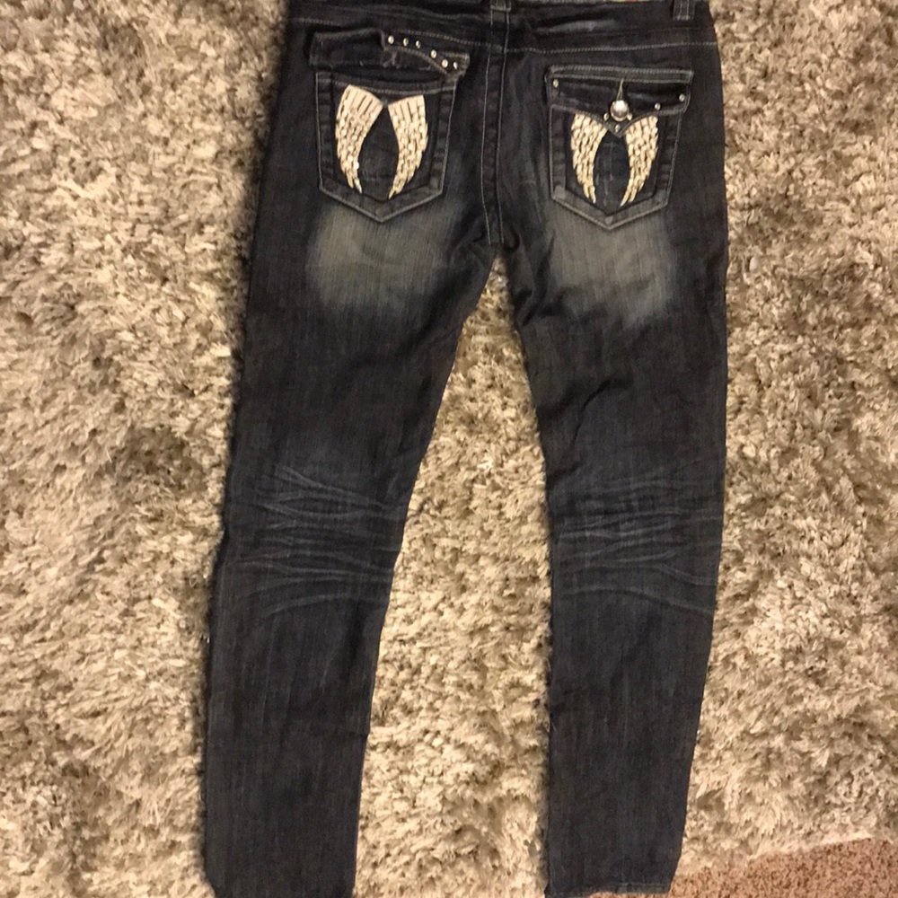 Angel wings with rhinestones/jewels  jeans